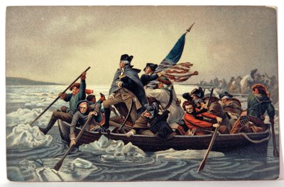 Historie. USA. George Washington krysser Delaware av Emanuel Gottlieb (after) Leutze