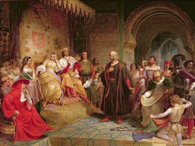 Columbus før dronningen, 1843 av Emanuel Gottlieb Leutze