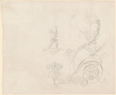Studier av fontenedekorasjoner av Emanuel Gottlieb Leutze