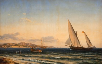 Kveld ved Middelhavet. I bakgrunnen Marseille og øya If av Emanuel Larsen