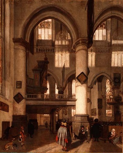 Interiør i Oude Kerk, Amsterdam av Emanuel de Witte