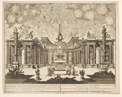 Vuurwerk in Moskou bij de viering van het einde van de Russisch-Turkse Oorlog, 1775 (Act III) Representasjon av fyrverkeri, avfyrt i nærvær av Hans keiserlige Majestet i anledning feiringen av freden som ble avsluttet mellom Russland og den osmanske porten av Emel