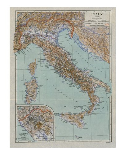 Kart over det gamle Italia, ca 1910-tallet. av Emery Walker