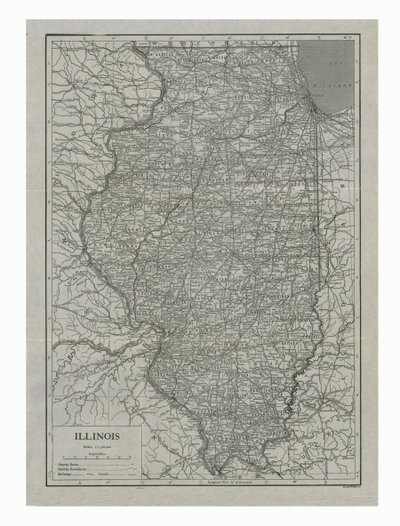 Kart over Illinois, USA, ca 1910-tallet. av Emery Walker