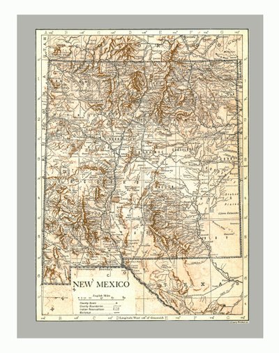 Kart over New Mexico, ca 1900-tallet. av Emery Walker