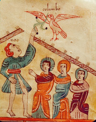 Noah tar olivenkvisten fra duens nebb av Emeterio the Monk