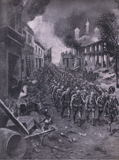 Invasjonen av Brest-Litowski av tyske tropper, fra puben The Illustrated History of the World War 1914-1915. av Union Berlagsefellfchaft av Emil (after) Limmer