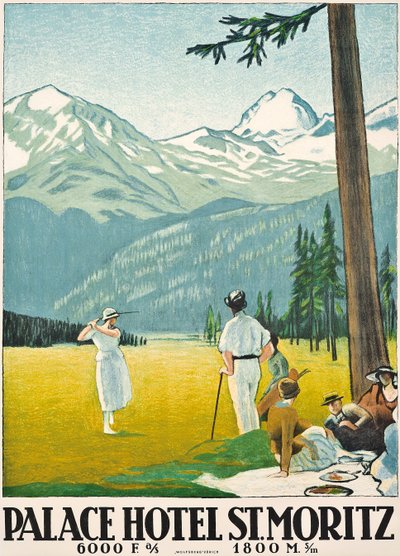 Plakat som reklamerer for Palace Hotel i St. Moritz av Emil Cardinaux