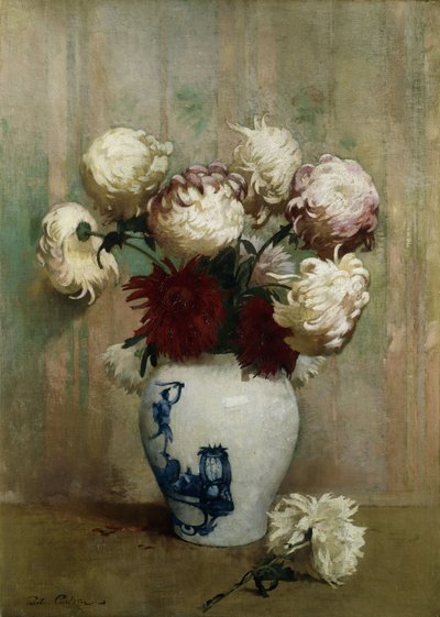 Mums i en orientalsk vase av Emil Carlsen
