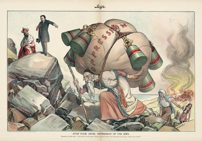 Stop Your Cruel Underpression of the Jews, Judge magazine fra september 1905 (kromolitografi) av Emil Flohri