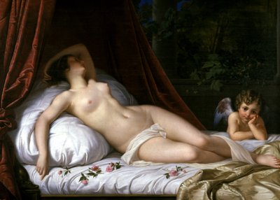 Liggende Venus med Amor, 1839 av Emil Jacobs