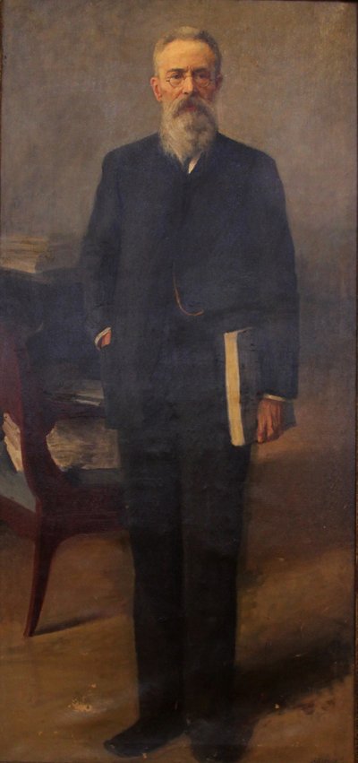 Portrett av komponisten Nikolai Rimsky-Korsakov 1844-1908, ca. 1900 av Emil Oskarovich Wisel