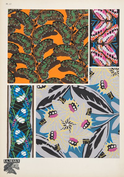Tallerken 17, fra Butterflies, pub. 1925 (stensiltrykk) av Émile Allain Séguy