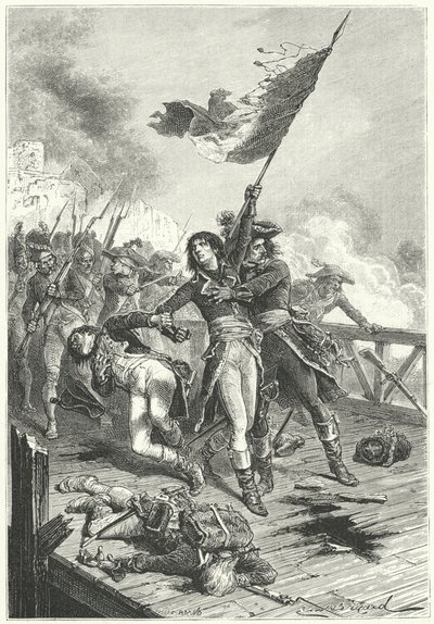 Napoleon Bonaparte på broen ved Arcole av Emile Antoine (after) Bayard