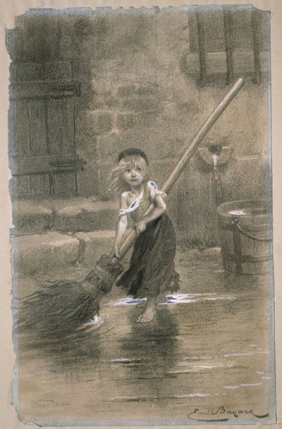 Cosette. Illustrasjon fra Les Misérables av Victor Hugo, 1862 av Emile Antoine Bayard