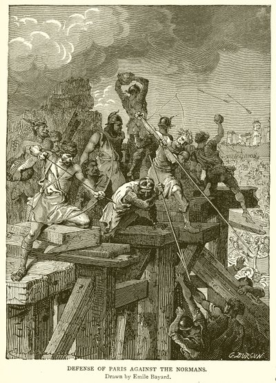 Forsvar av Paris mot normannerne av Emile Antoine Bayard
