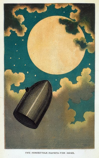 Illustrasjon til boken From Earth to the Moon av Jules Verne. 1877 av Emile Antoine Bayard