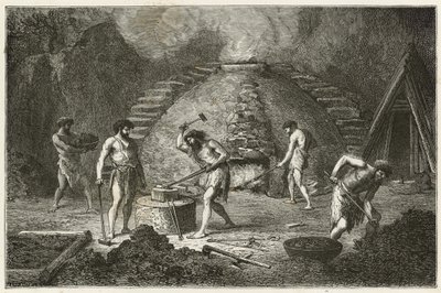 Den primitive ovnen for jernutvinning av Emile Antoine Bayard