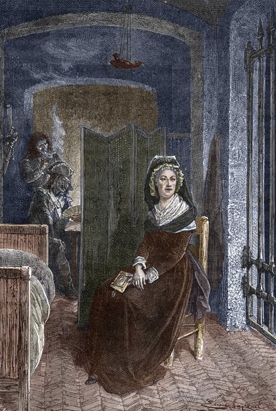 Marie Antoinette låst inne i Conciergerie-fengselet i Paris av Emile Antoine Bayard