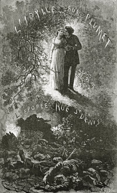 Marius og Cosette, 1800-tallet (bw-gravering) av Emile Antoine Bayard