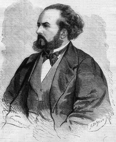 Portrett av Gustave Hippolyte (Gustave-Hippolyte) Roger (1815-1879), fransk tenor - tegning av Emile Bayard av Emile Antoine Bayard