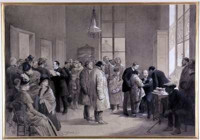 Scener med inokulering i laboratoriet til Normalskolen i 1886 (tegning) av Emile Antoine Bayard