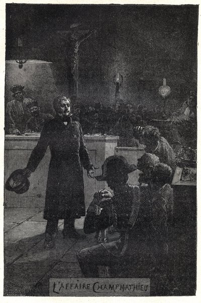 The Champmathieu case: Monsieur Madeleine reveals his true identity in the trial of a poor man, Champmathieu, his look-alike, to avoid him being condemned in his place “” Je suis Jean Valjean””” - Illustration by Emile Bayard (1837-1891) for “” Les miserab av Emile Antoine Bayard