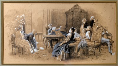 Forfatteren Alexandre Dumas Jr. (1824-1895) leser verkene hans Lavis d