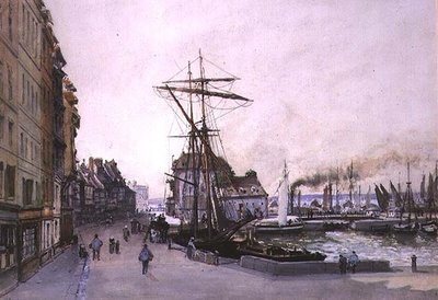 The Quay at Honfleur (akvarell) av Emile Antoine Francois Herson
