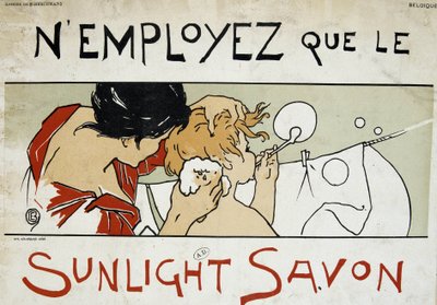 Bruk bare Sunlight-såpe, mor gjør sitt barns toalett og klesvask utvidet - av Berchmans, sent på 1800-tallet av Émile Berchmans