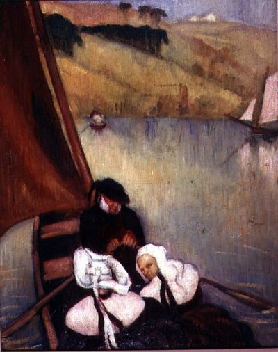 Bretonske kvinner i en fergebåt, ca. 1900 (olje på lerret) av Emile Bernard