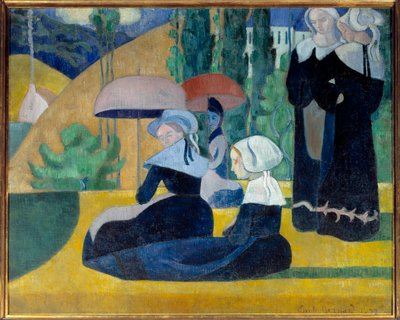 Bretoner med paraplyer av Emile Bernard