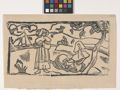 Deux Bretonnes (to bretonske kvinner) (treblokktrykk) av Emile Bernard