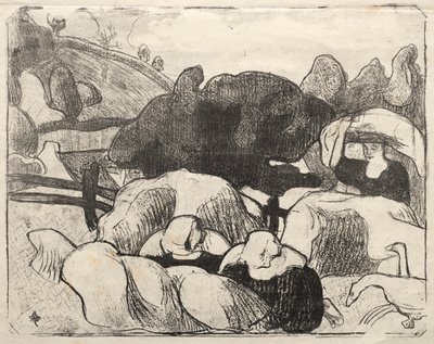Les Bretonneries: Bretonske kvinner som lager høystakker av Emile Bernard