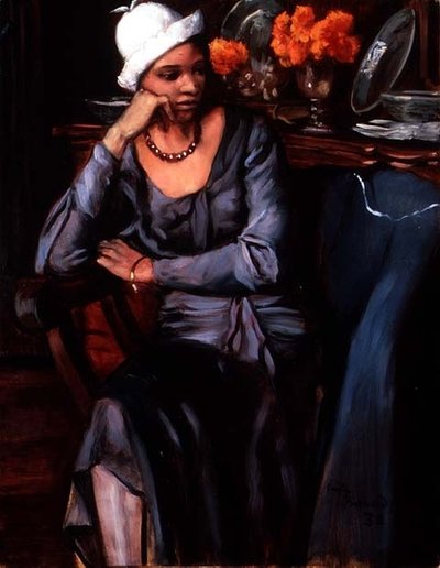 Negress with a Cloche Hat (olje på lerret) av Emile Bernard