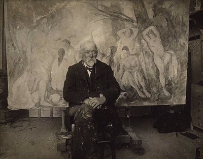 Paul Cézanne i sitt studio i Les Lauves, 1904. av Emile Bernard