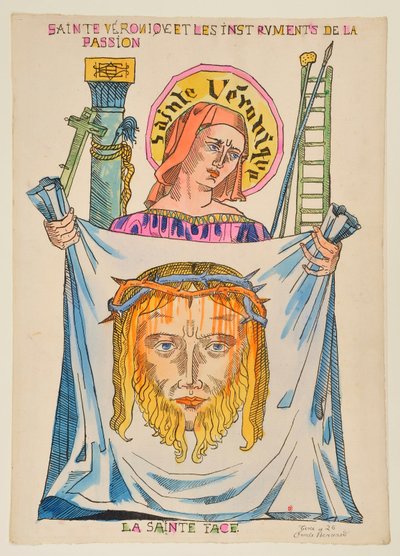 Den hellige Veronika og lidelsens redskaper: Det hellige ansikt av Emile Bernard