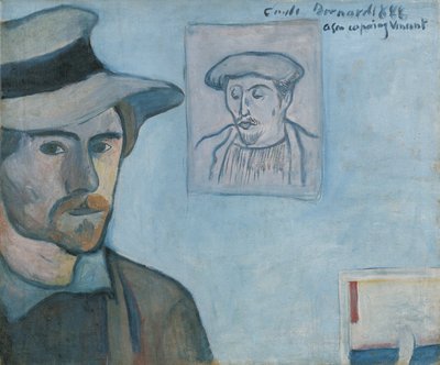 Selvportrett med portrett av Gauguin av Emile Bernard