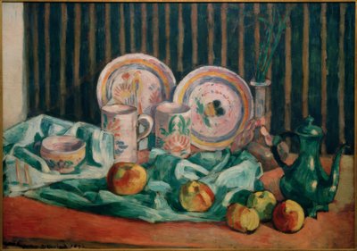 Stilleben med epler og bretonsk keramikk av Emile Bernard