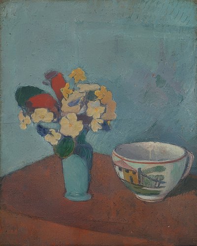 Vase med blomster og kopp. 1887-88 av Emile Bernard