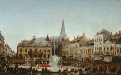 Seremoni for innvielsen av vannet i Lysen i Tourcoing i 1863, 1864 av Emile Defrenne