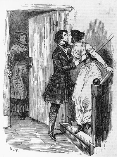 Illustrasjon for Eugenie Grandet, roman av Honore de Balzac (1799-1850) fra samling med flere bind med tittelen Human Comedy, gravering av Emile Deschamps (1822-1893) av Emile Deschamps