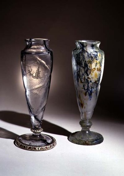 Graverte intercalaire glassvaser, 1800-tallet av Emile Galle