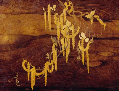 Innlagt med vegetabilsk motiv, detalj av nestede bord i jugendstil, ca 1900, av Emile Galle (1846-1904), Detalj, Frankrike, 1900-tallet av Emile Galle