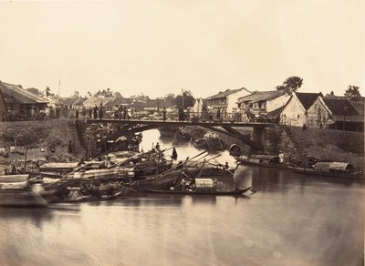 Utsikt over den kinesiske byen Cholen-ark nr. 2, Saigon, Cochin Kina, 1866. av Emile Gsell