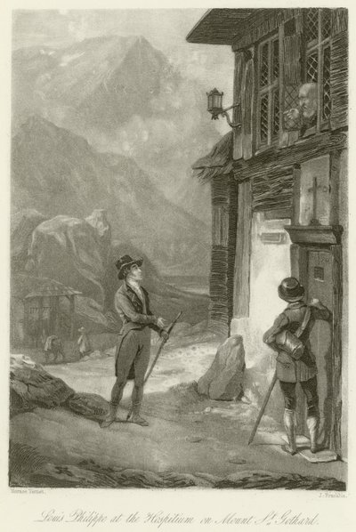 Louis Philippe ved Hospitium på Mount St. Gothard av Emile Jean Horace Vernet