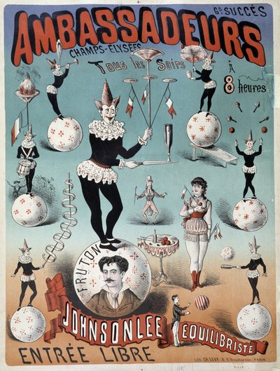 Johnsonlee, balanserer, hos Ambassadors - Plakat av Lévy, sent på 1800-tallet av Emile Levy