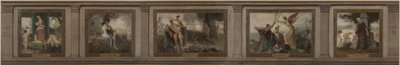 Skisse for rådhuset i det 16. arrondissementet i Paris (halvsirkelformet salong): Barndom, ungdom, mening, ære, alderdom: Livets aldre, i 1884 (olje på lerret) av Emile Levy