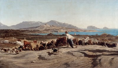 Utsikt over Marseille, med Aygaladen på en dagstur - Maleri av Emile Loubon (1809-1863) av Emile Loubon