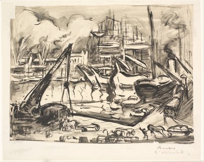 Havnebassenget Kattendick i Antwerpen. av Emile Othon Friesz